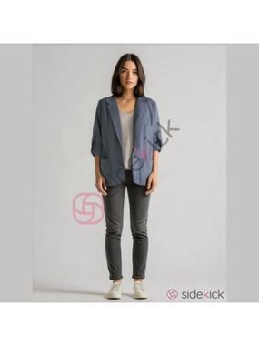 Energie Women's L Gray Jacket with 3/4 Roll-Up Sleeves